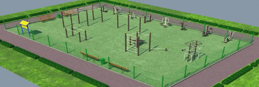 Проект спортивной воркаут площадки с уличными тренажерами в Казани