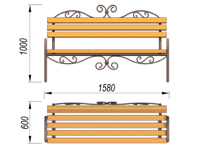 Лавочка кованная МАФ 1606 в Казани