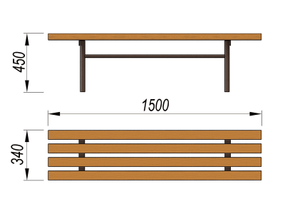 Лавочка без спинки МАФ 1601 в Казани
