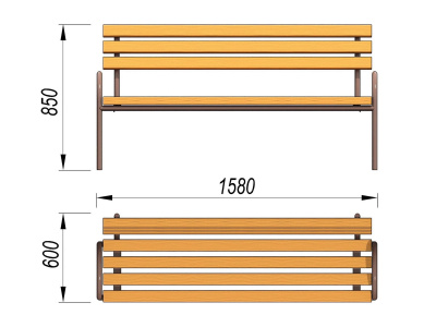 Парковая лавочка со спинкой МАФ 1605 в Казани